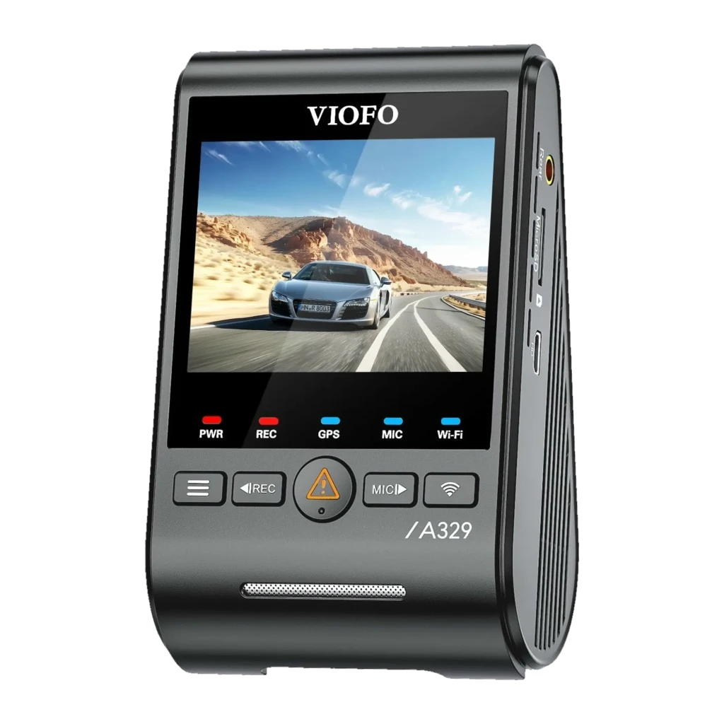 VIOFO A329S 1CH Dashcam 4K 60fps con pantalla a color, botones frontales REC y MIC, lente 140°, puertos laterales USB y AV, visión nocturna HDR y WiFi 6 - Ítem4