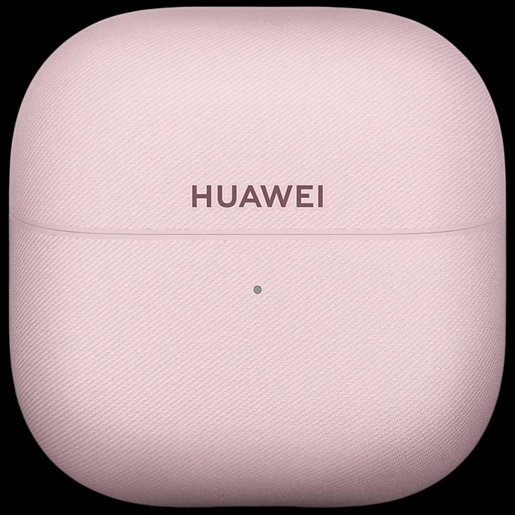 Estuche compacto color púrpura con textura mate y logo HUAWEI al frente; LED indicador centrado. Accesorio para Huawei FreeClip 2 Auriculares Bluetooth.