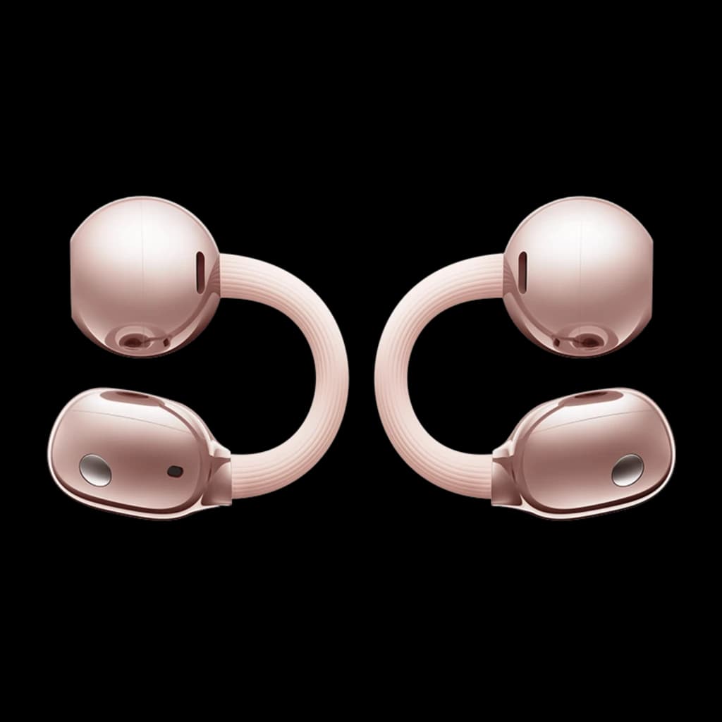 Huawei FreeClip 2 Rose Gold auriculares Bluetooth de clip abierto en color rosa oro, diseño curvo con puente flexible y cápsulas magnéticas simétricas