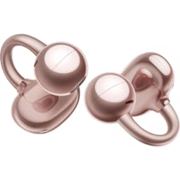 HUAWEI FreeClip Rose Gold avec design open-ear en boucle, finition rose doré brillante, formes arrondies, embouts incurvés et surface lisse réfléchissante