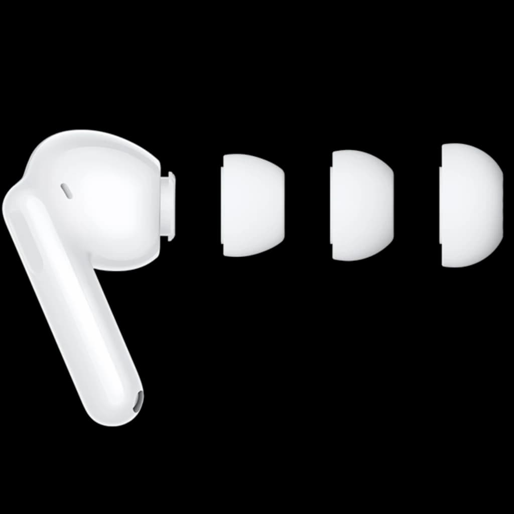 Auricular Huawei FreeBuds SE 4 blanco con diseño in ear, acabado brillante y tres puntas de silicona intercambiables para ajuste cómodo y sellado acústico