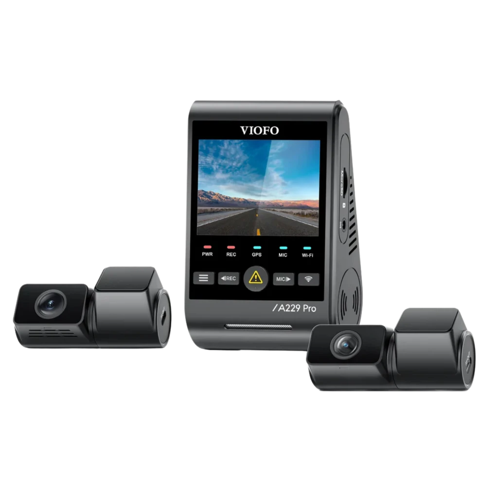 VIOFO A229 Pro Tele 3CH Dashcam 4K+2K+1080p con pantalla a color, botones LED, cámara trasera compacta y cables incluidos, WiFi 5 GHz, ángulo 140° - Ítem4