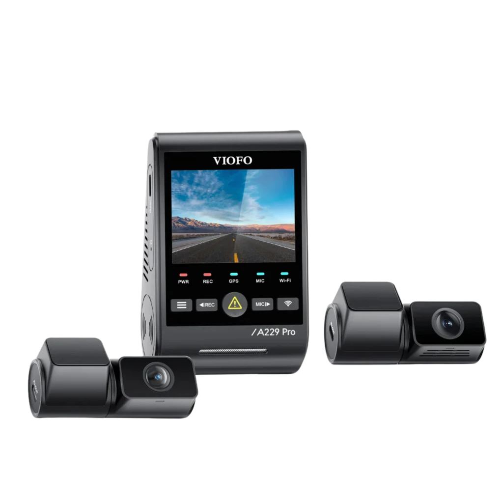 VIOFO A229 Pro Tele 3CH Dashcam 4K+2K+1080p con pantalla a color, botones LED, cámara trasera compacta y cables incluidos, WiFi 5 GHz, ángulo 140° - Ítem2