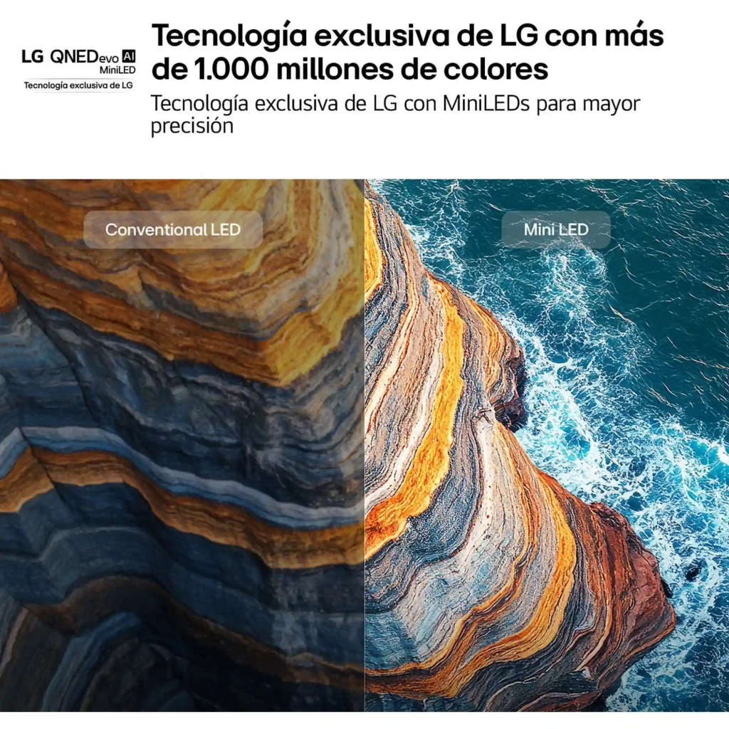 LG 43QNED81B6C Smart TV QNED Evo MiniLED 43 polegadas 4K com bordas finas, tela vibrante com cores intensas e logo AI 2026 exibido na frente - Item7