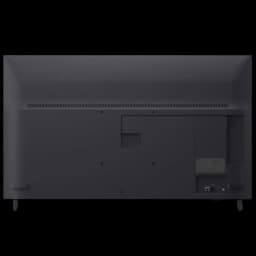 Traseira da LG 43QNED81B6C Smart TV QNED Evo MiniLED 43 4K α7 AI Gen9 com portas laterais, grelha de ventilação, painel preto fosco e pés metálicos