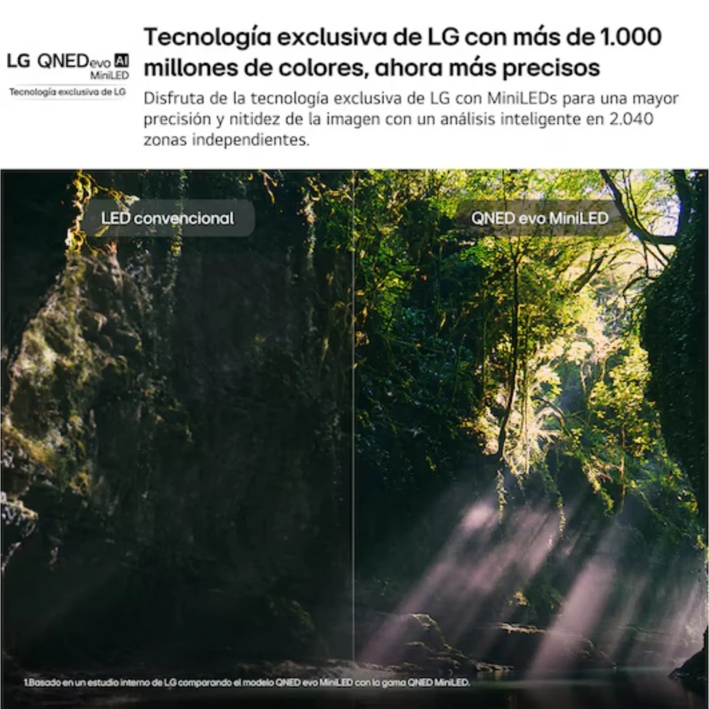 LG 43QNED86B6B Smart TV QNED MiniLED 43 4K α7 AI Gen9 Preto com tela fina, bordas estreitas, base central e cores vibrantes em painel QNED evo - Item7