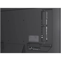 Vue arrière du LG QNED86B6B montrant le panneau de connectique latéral: ports HDMI, USB, antenne et LAN intégrés sur châssis gris mat élégant