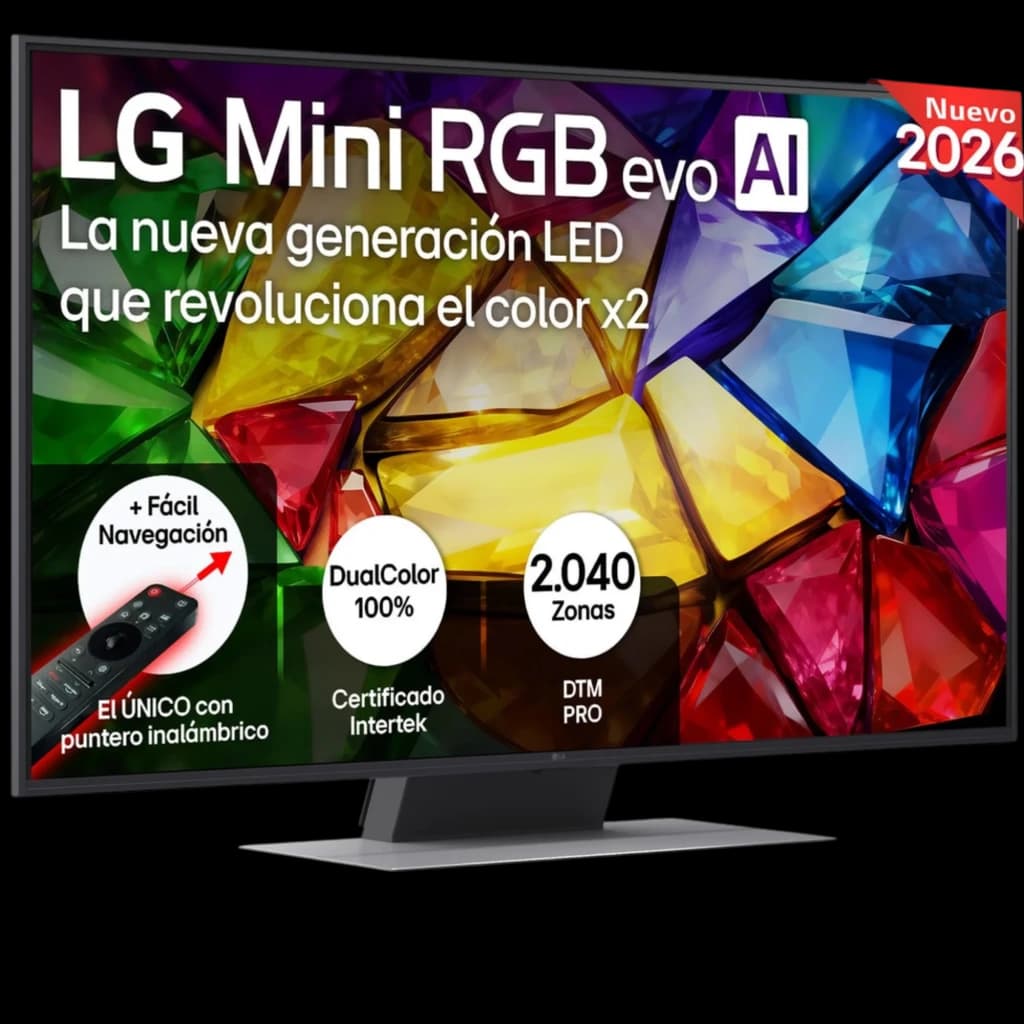 LG 86MRGB87B6B Smart TV 86 pulgadas 4K MiniLED RGB, panel con colores vibrantes, 2040 zonas de atenuación, control remoto con puntero, marco delgado
