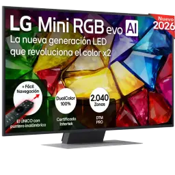 LG 86MRGB87B6B Smart TV 86 pulgadas 4K MiniLED RGB, panel con colores vibrantes, 2040 zonas de atenuación, control remoto con puntero, marco delgado