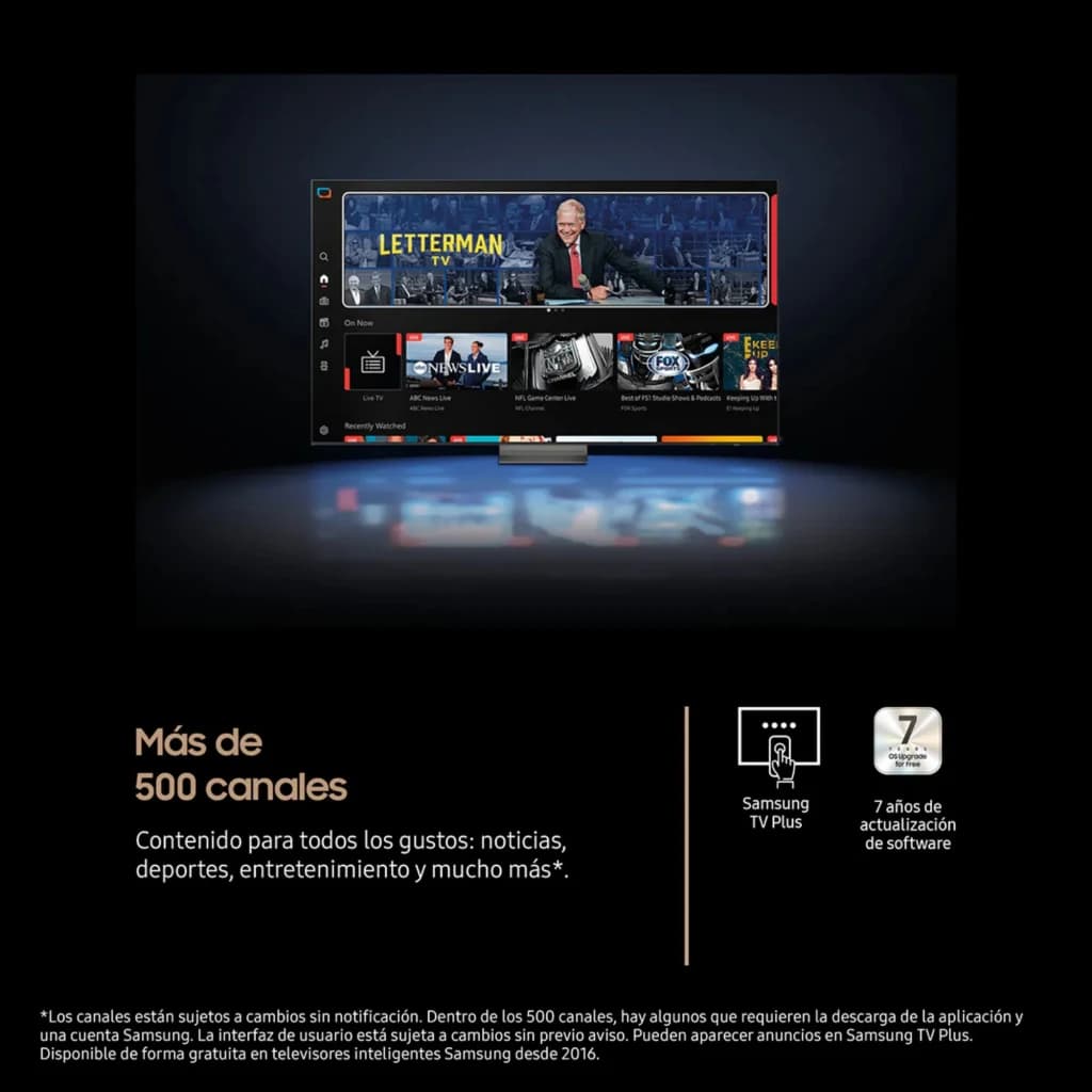 Samsung TQ65QN74FAT Smart TV Neo QLED 65 4K NQ4 AI Gen2 Negro con interfaz Samsung TV Plus, mosaico de canales, deportes y noticias en pantalla