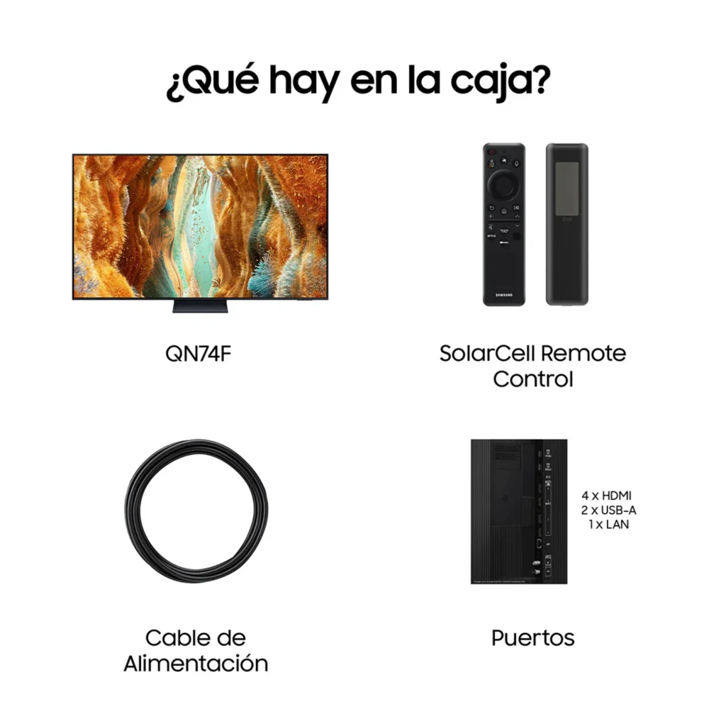 Samsung TQ65QN74FAT Smart TV Neo QLED 65 4K NQ4 AI Gen2 Preto com tela sem bordas, base central discreta, mini LED, 144 Hz e selos Neo QLED 2025 - Item6