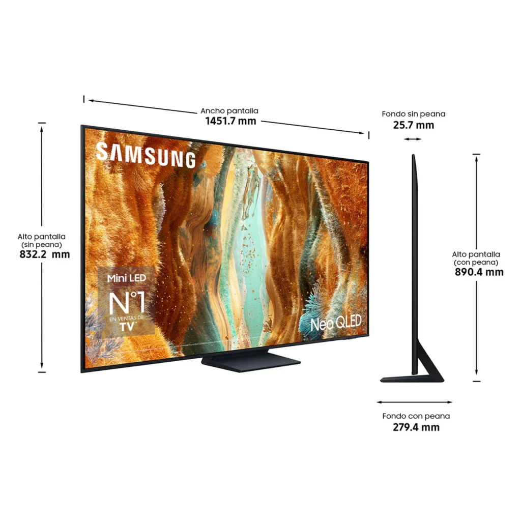 Samsung TQ65QN74FAT Smart TV Neo QLED 65 4K NQ4 AI Gen2 Preto com tela sem bordas, base central discreta, mini LED, 144 Hz e selos Neo QLED 2025 - Item7