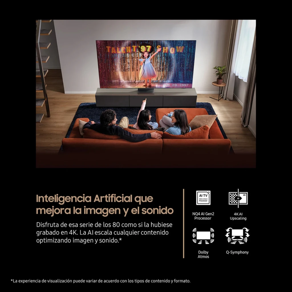 Samsung TQ65QN74FAT Smart TV Neo QLED 65 4K NQ4 AI Gen2 Preto com tela sem bordas, base central discreta, mini LED, 144 Hz e selos Neo QLED 2025 - Item2