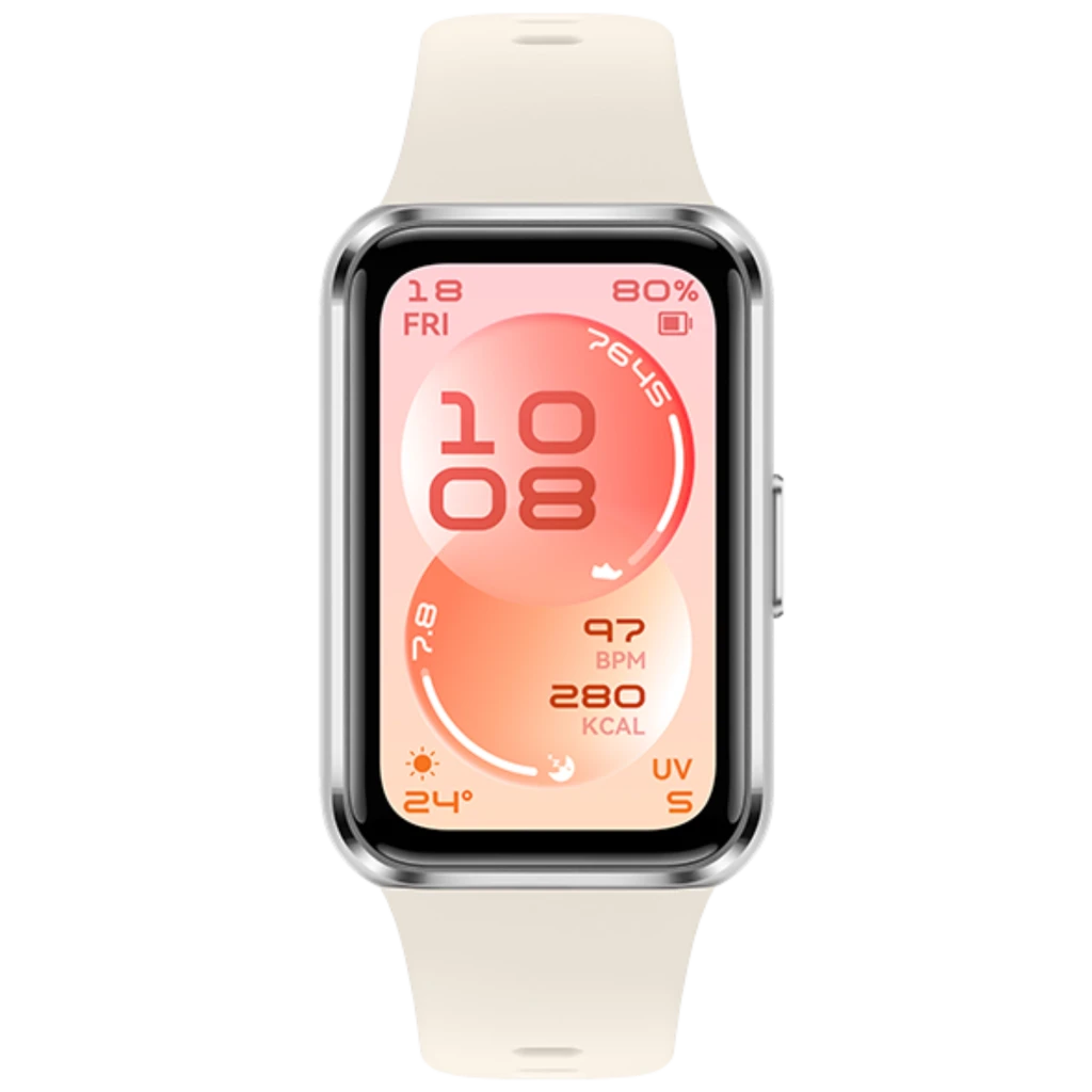 Huawei Band 11 pulsera blanca con pantalla AMOLED 1,62 pulgadas, bisel metálico plata, correa ajustable con hebilla y múltiples orificios, diseño 5ATM - Ítem3