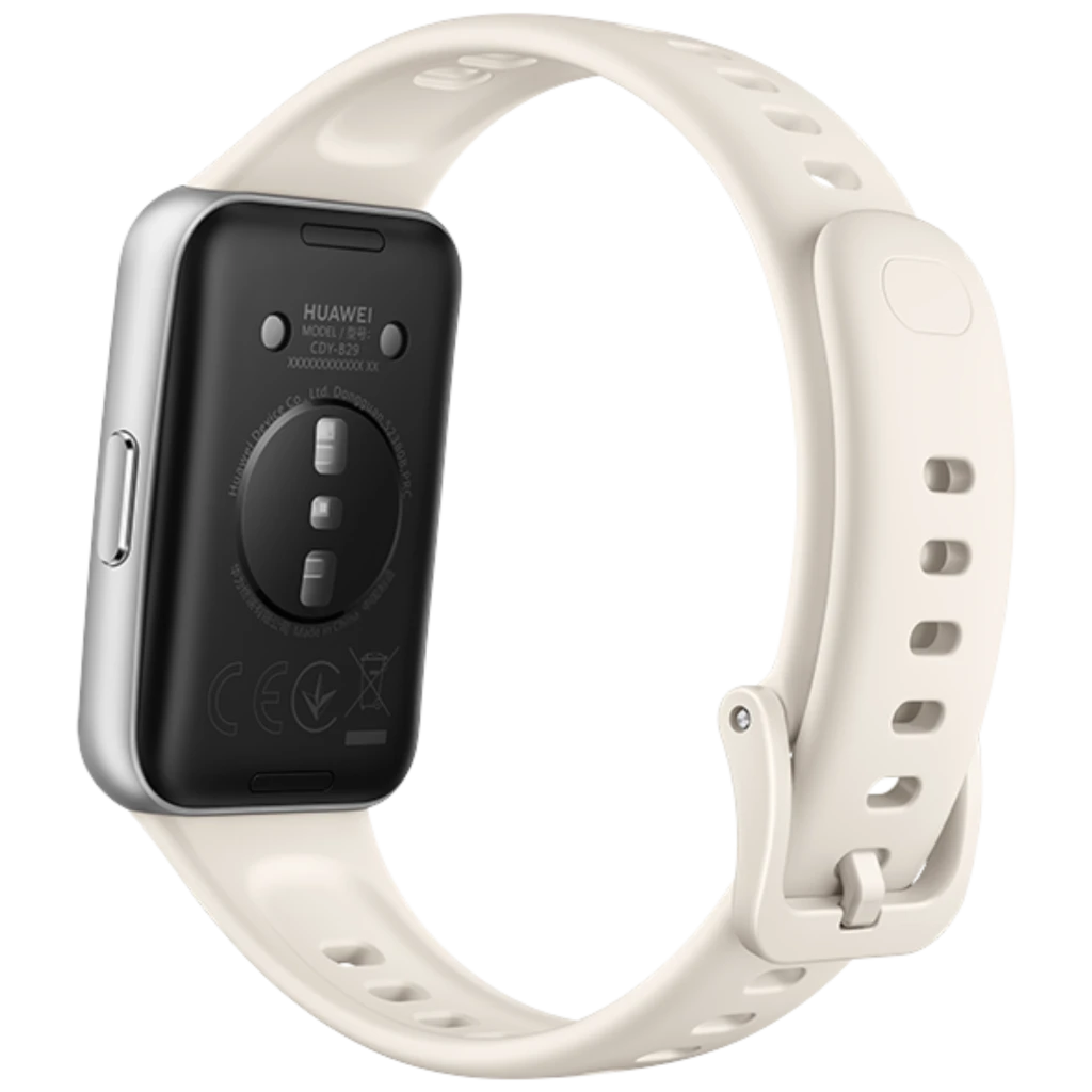 Huawei Band 11 pulsera blanca con pantalla AMOLED 1,62 pulgadas, bisel metálico plata, correa ajustable con hebilla y múltiples orificios, diseño 5ATM - Ítem5