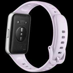 Bracelet connecté violet avec boîtier noir, capteurs au dos, écran AMOLED 1,62 pouce, boucle réglable, étanche 5 ATM, autonomie jusquà 14 jours