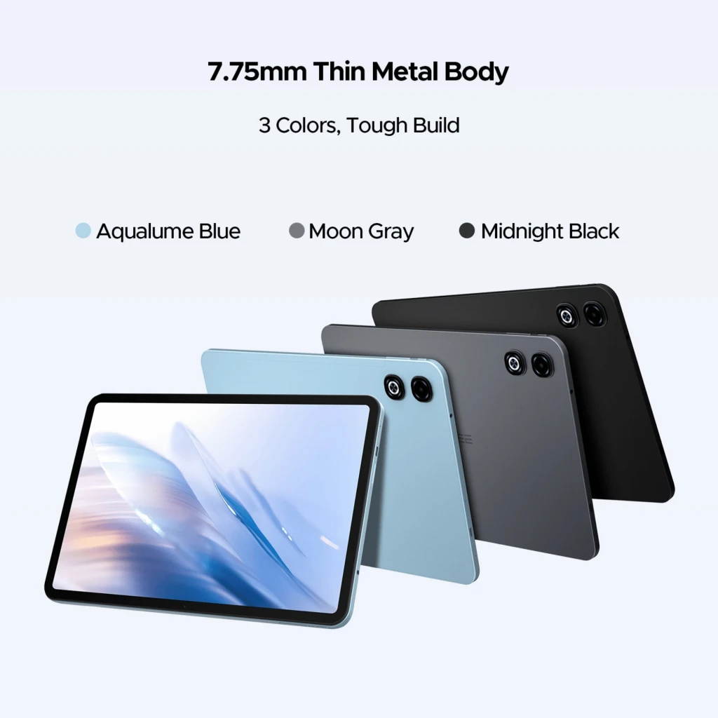 Tableta Doogee Tab G6 Max azul con pantalla 13,4 pulgadas IPS, marcos finos, doble cámara trasera vertical y frontal en bisel, diseño metálico estilizado - Ítem3