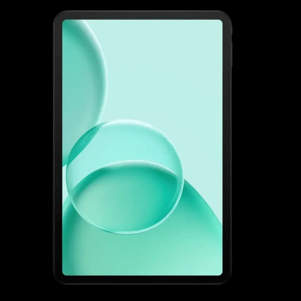 Tableta Doogee Tab G6 Max azul con pantalla IPS de 13,4 pulgadas, biseles delgados y diseño minimalista en tono verde menta en el frontal