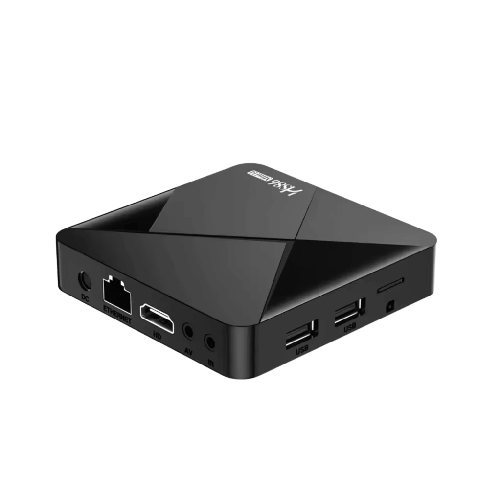 HS86 MINI14 Android TV Box 4K, corpo preto brilhante com LED azul, 2 GB RAM 16 GB, Wi‑Fi 6 banda dupla, Bluetooth 5.0, controle remoto com atalhos de apps - Item2