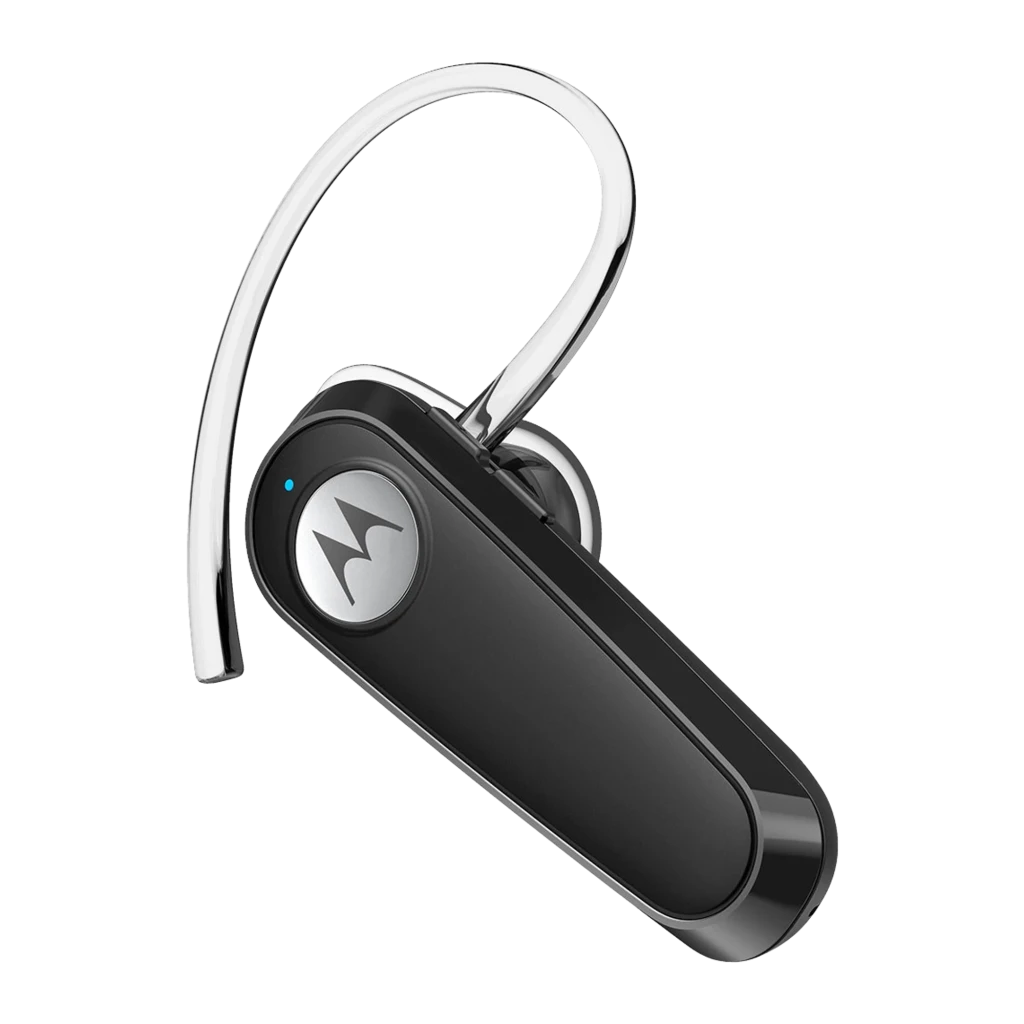 Auricular Motorola HK126 in-ear com gancho de orelha, acabamento preto brilhante, botão com logo M e luz LED azul; design compacto e leve - Item2