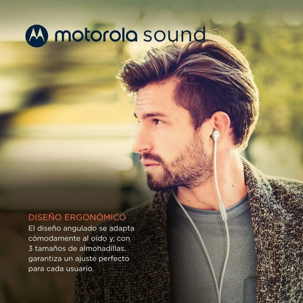 Motorola Earbuds 3C-S blanc avec embouts intra-auriculaires, câble plat, télécommande inline et connecteur USB-C; design épuré et léger - Ítem5