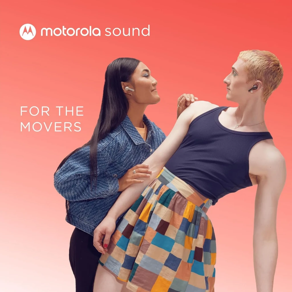 Motorola Moto Buds 065 sans fil noirs avec boîtier compact, tiges allongées, embouts intra-auriculaires, finition mate, IPX4, autonomie totale 17 h - Ítem4