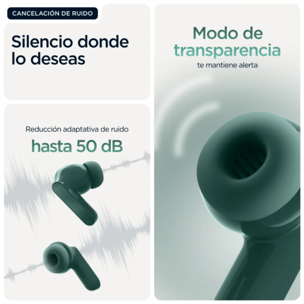 Motorola Moto Buds Bass Écouteurs TWS Vert avec boîtier de charge compact vert foncé, écouteurs à tiges brillantes, LED frontale et indicateurs gauche - Ítem7
