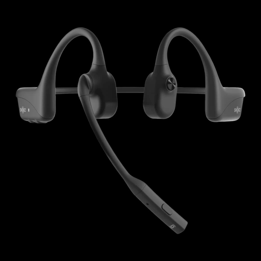 Auriculares Shokz OpenComm2 UC 2025 Upgrade Open-Ear Bluetooth USB-C 16h Negro, vista frontal: micrófono boom flexible