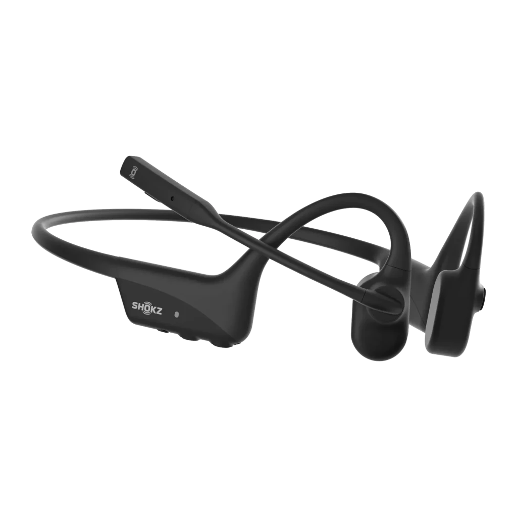 Casque SHOKZ OpenComm2 Industrial 2025 open-ear noir avec micro boom DSP, arceau tour de tête flexible, boutons latéraux et transducteurs osseux ergonomiques - Ítem2