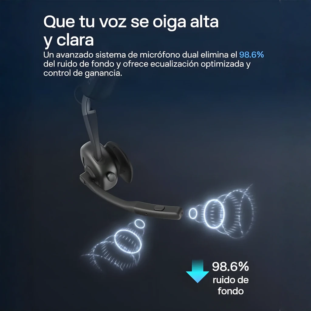 Auriculares Shokz OpenMeet USB-C open-ear em preto, design leve com microfone boom destacável, almofadas auriculares macias e controles laterais - Item3