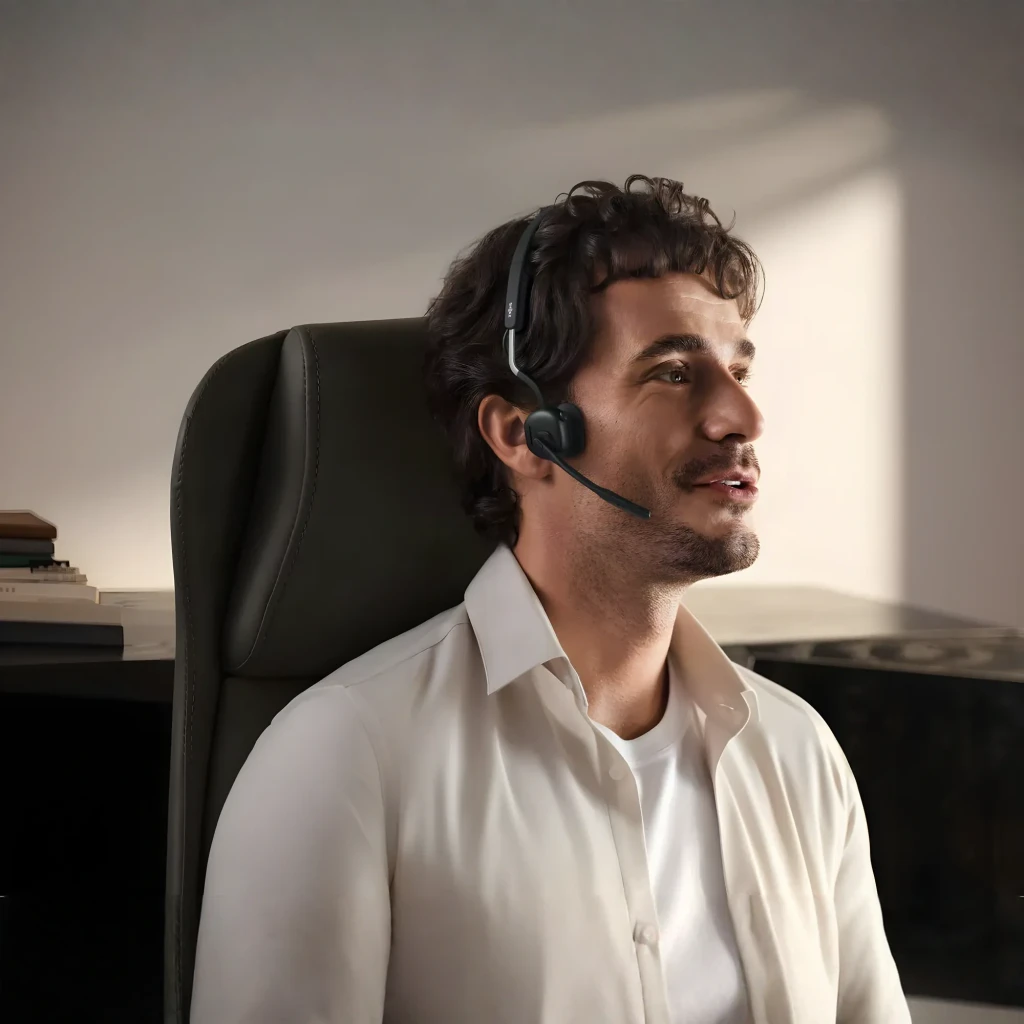 Casque Shokz OpenMeet UC USB-C, design open-ear noir, arceau fin, micro boom détachable, embouts osseux compacts, dongle USB-C assorti, style pro - Ítem8