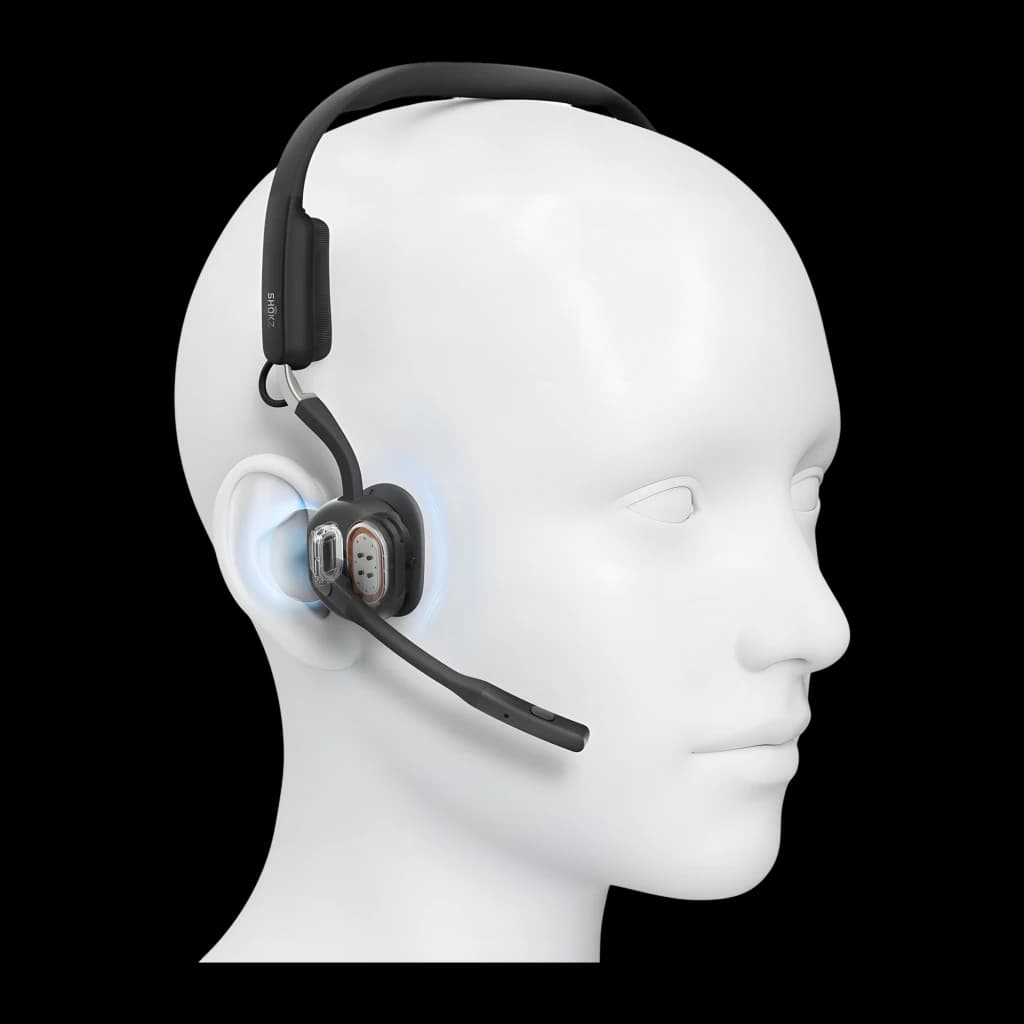 Casque Shokz OpenMeet UC USB-C à oreilles ouvertes avec micro à perche, Bluetooth 5.4, pads latéraux visibles et arceau souple, autonomie 15 h
