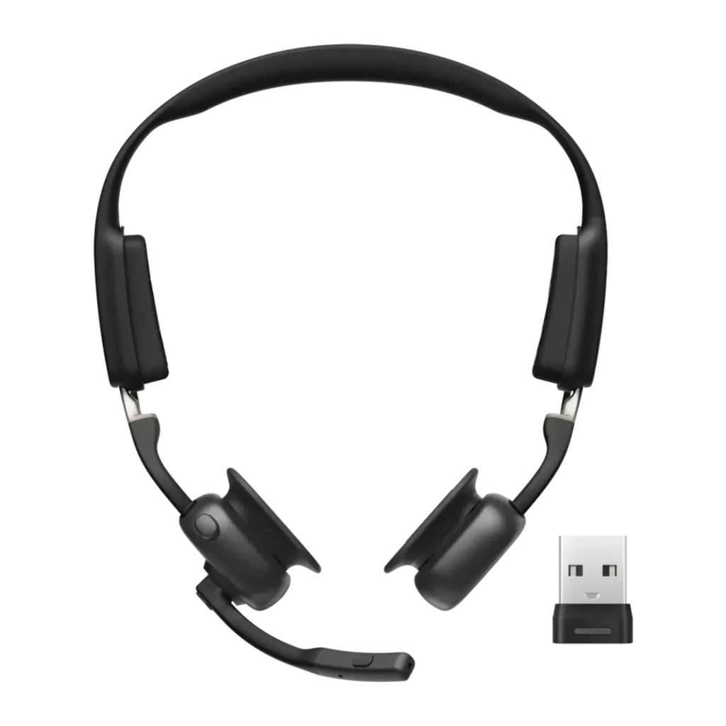 Auriculares Shokz OpenMeet UC USB-A de diadema negra con diseño open-ear, micrófono boom ajustable, controles en copa y cojines acolchados - Ítem5