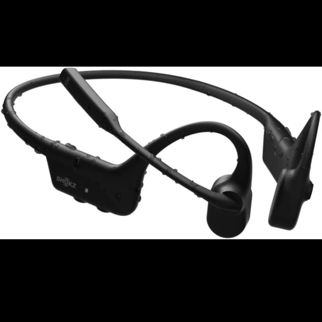 Auriculares Shokz Opencomm 2 2025 negros con diadema trasera flexible, diseño de conducción ósea abierto, micrófono con brazo y acabado resistente a