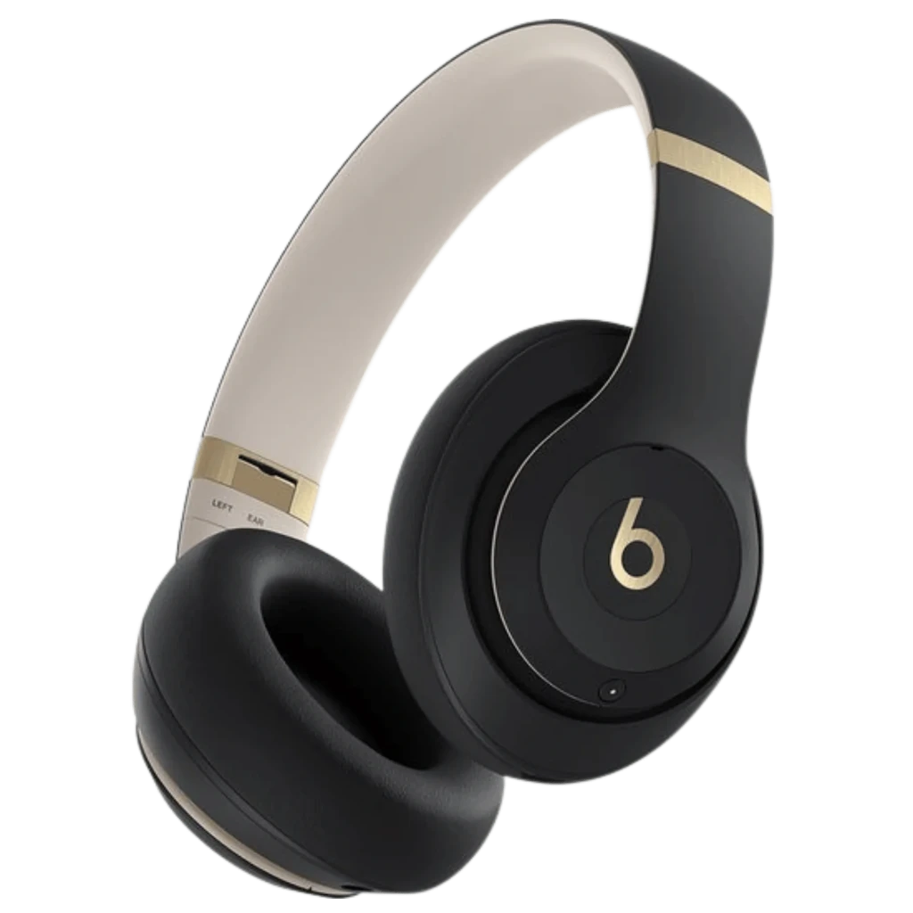 Beats Studio Pro ANC Noir/Doré - Casques Bluetooth au design élégant, arceau beige, coques noires avec accents dorés et logo b distinctif, coussinets - Ítem9