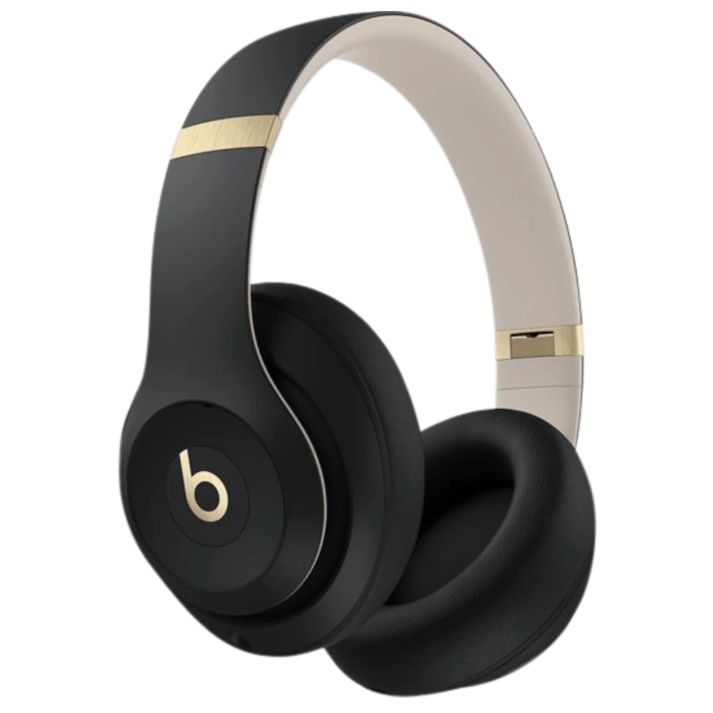 Beats Studio Pro ANC Noir/Doré - Casques Bluetooth au design élégant, arceau beige, coques noires avec accents dorés et logo b distinctif, coussinets - Ítem8