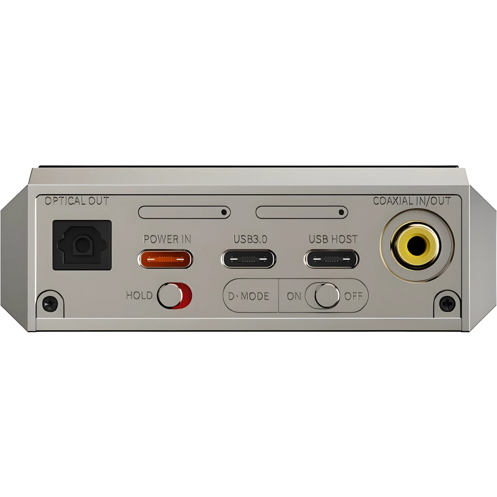 Reproductor FiiO M27 Titanio con chasis metálico, gran pantalla táctil, botones laterales, perilla dorada superior y biseles angulares premium - Ítem2