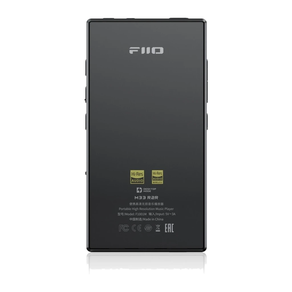 Reproductor FiiO M33 R2R con pantalla táctil grande, cuerpo negro mate, borde recto, botones laterales y salida balanceada 4,4 mm con logos Hi-Res visibles - Ítem2