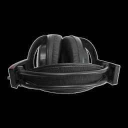 Casque Koss UR20 Arceau Câble Jack 3,5 mm Noir, en utilisation: vue inférieure avec coussinets et arceau textile rembourré