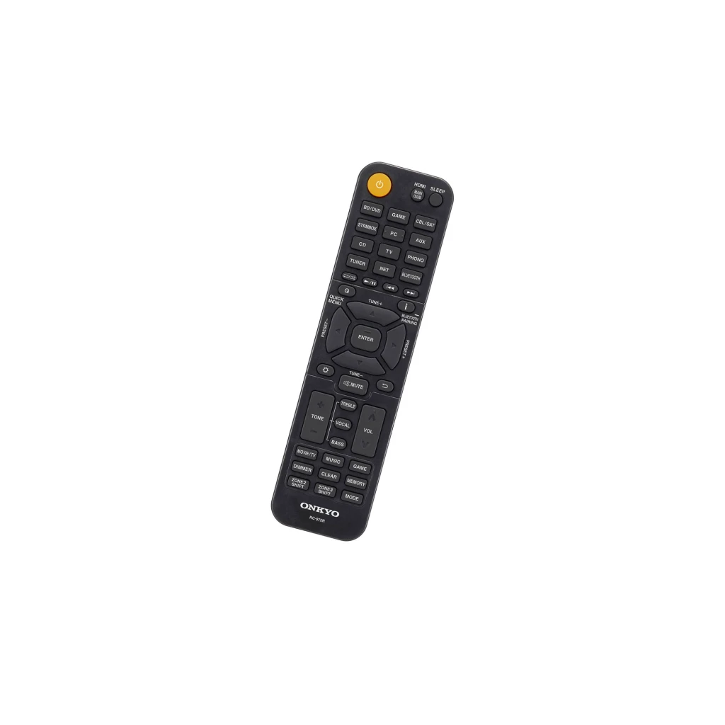 Receptor AV Onkyo TX-NR6100 preto com display digital verde, grande botão de volume à direita, botões frontais alinhados e portas USB e fones na frente - Item5
