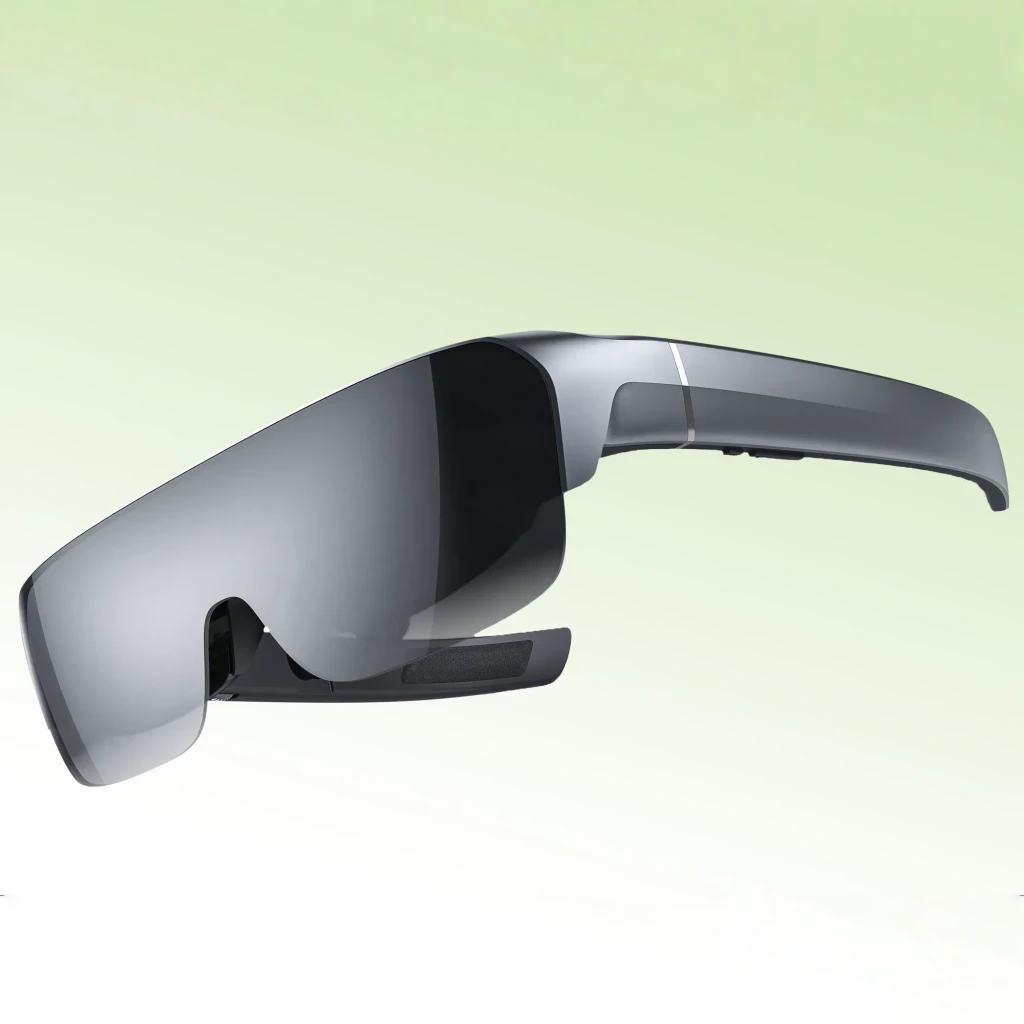 Óculos TECNO Pocket Vision AG02 com visor amplo espelhado, armação cinza fosca e controlador sem fio com botões iluminados; display Micro OLED 60 Hz - Item2