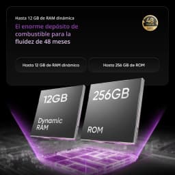 Realme P4 Lite 4G cinza com chip destacado: 12 GB RAM dinâmica e 256 GB ROM, foco em desempenho fluido por 48 meses e tela 90Hz