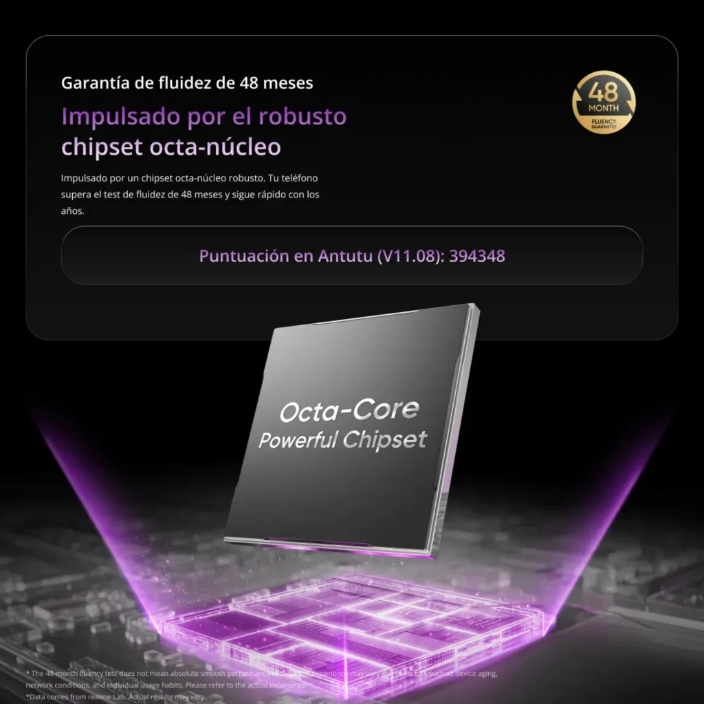 Realme P4 Lite 4G gris con pantalla 6.8 pulgadas 120Hz, notch en gota, doble cámara trasera con módulo ovalado y batería 6600mAh destacada en pantalla - Ítem5
