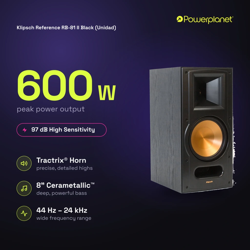 Klipsch Reference RB-81 II Black altavoz de estantería negro, tweeter con guía de onda rectangular y woofer cobre de gran diámetro en bafle frontal con - Ítem2