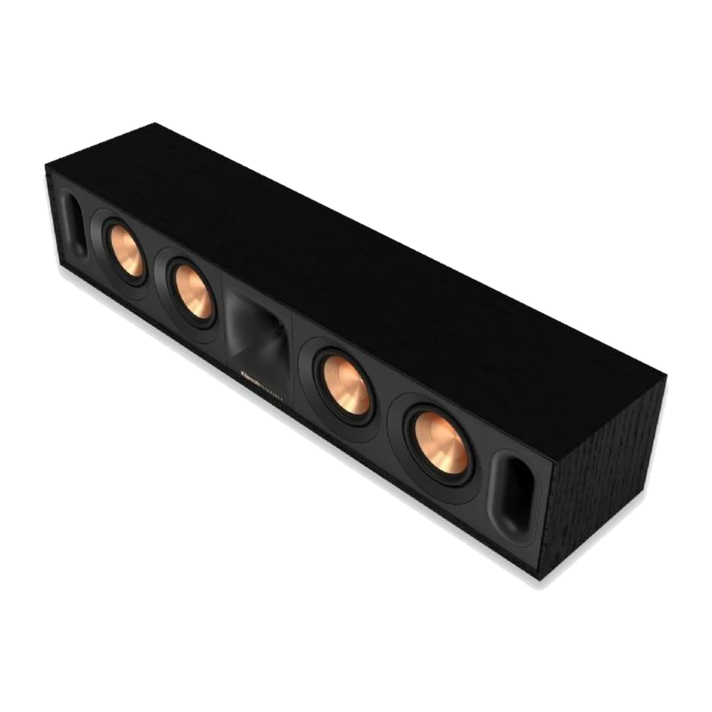 Klipsch R-34C Reference Negro, barra central con 4 woofers cobre y tweeter central, recinto negro texturizado y puertos Tractrix a los extremos - Ítem3