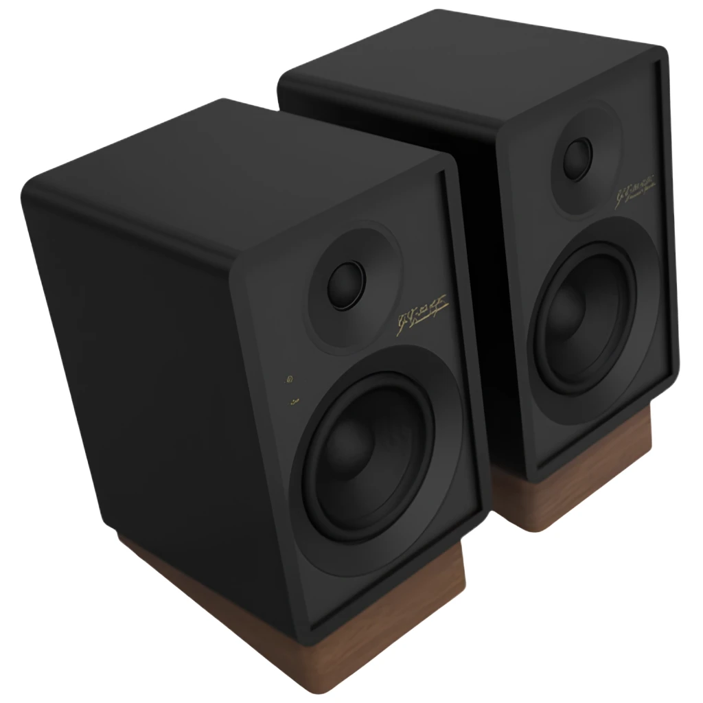 Coluna Onkyo GX-30ARC Creator 2×25 W com Bluetooth, acabamento preto fosco, grelha frontal texturizada e base em madeira, design compacto e elegante - Item2