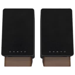 Onkyo GX-30ARC Creator Speaker 2×25 W Bluetooth Negro, par de altavoces compactos en negro con rejilla frontal y bases de madera, diseño minimalista elegante