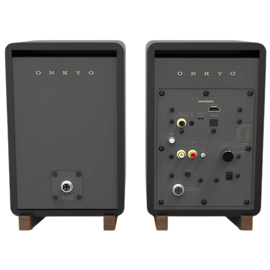 Coluna Onkyo GX-30ARC Creator 2×25 W com Bluetooth, acabamento preto fosco, grelha frontal texturizada e base em madeira, design compacto e elegante - Item3