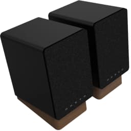 Onkyo GX-10DB Creator Speaker 17W x 2 Bluetooth Negro, par de altavoces compactos en negro mate con rejilla textil y base de madera, diseño minimalista
