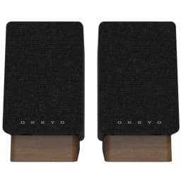 Onkyo GX-10DB Creator Speaker 17W x 2 Bluetooth Negro, dos altavoces compactos con rejilla textil negra y base de madera, diseño minimalista y elegante